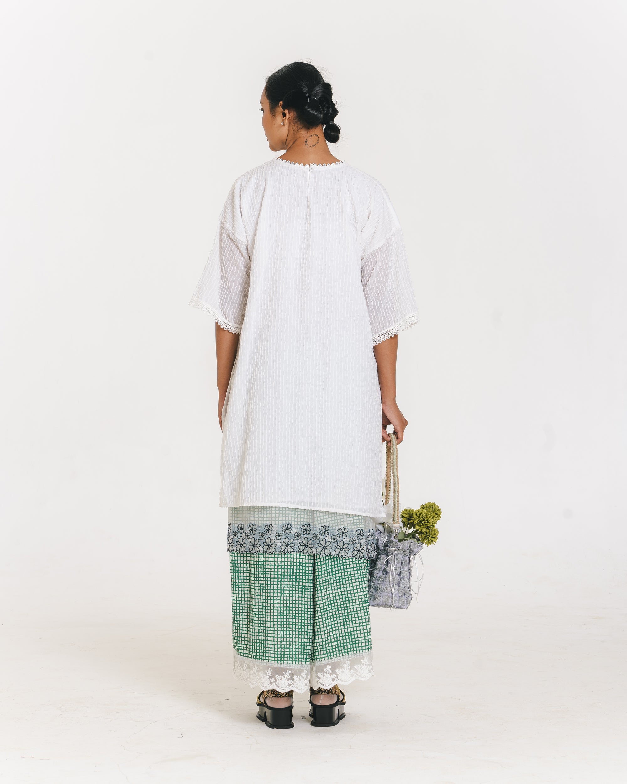Alberina Lace Kaftan White