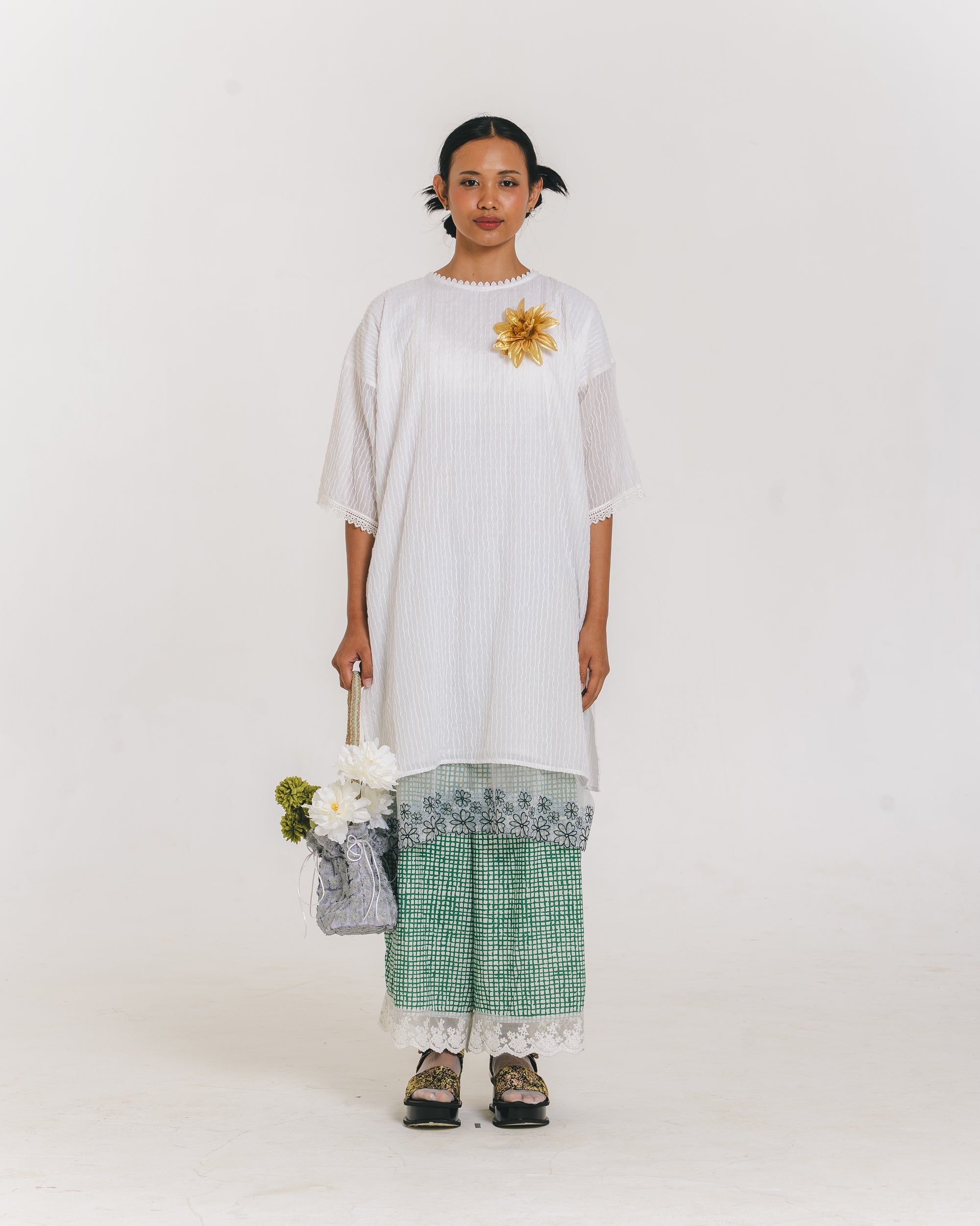 Alberina Lace Kaftan White