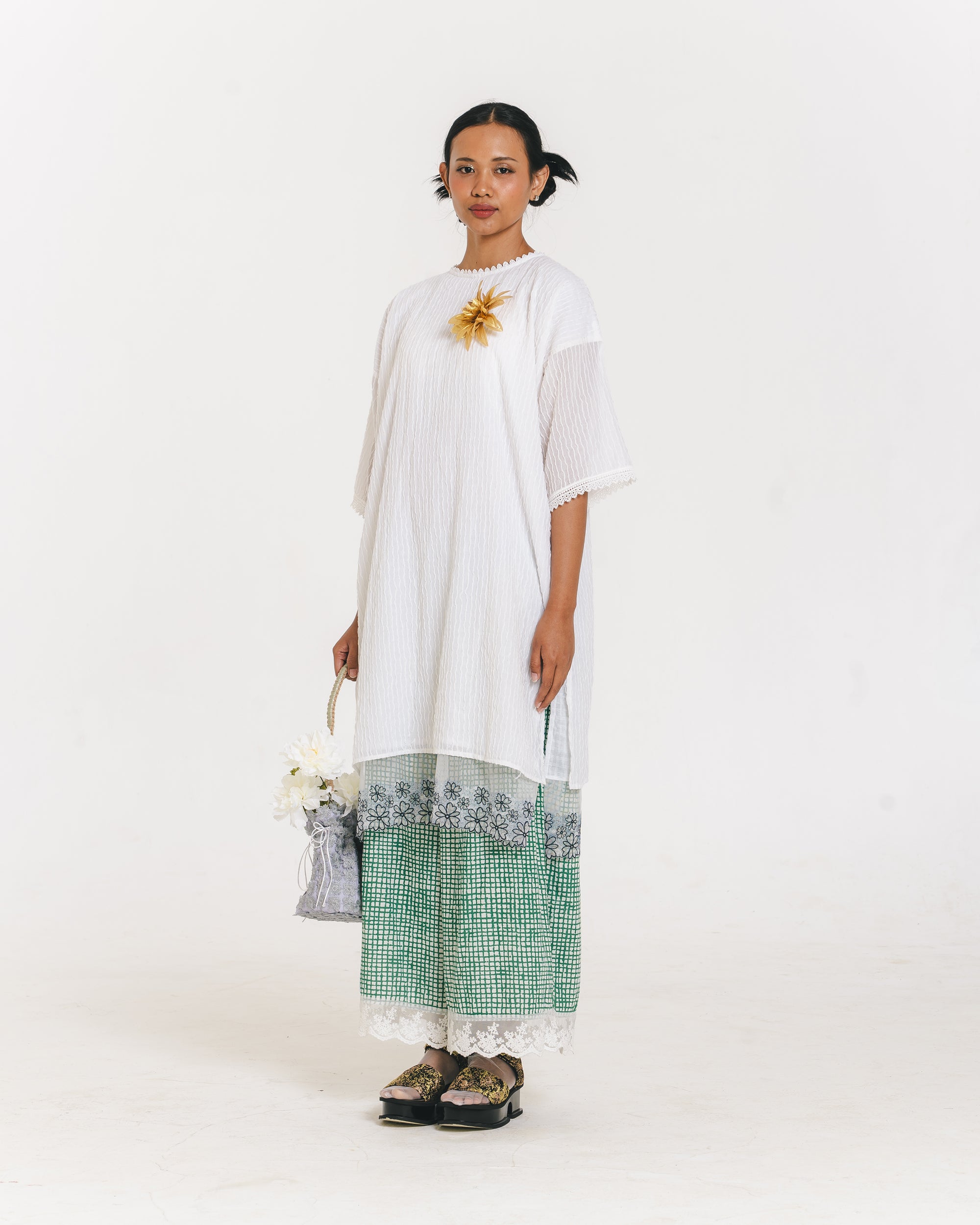 Alberina Lace Kaftan White