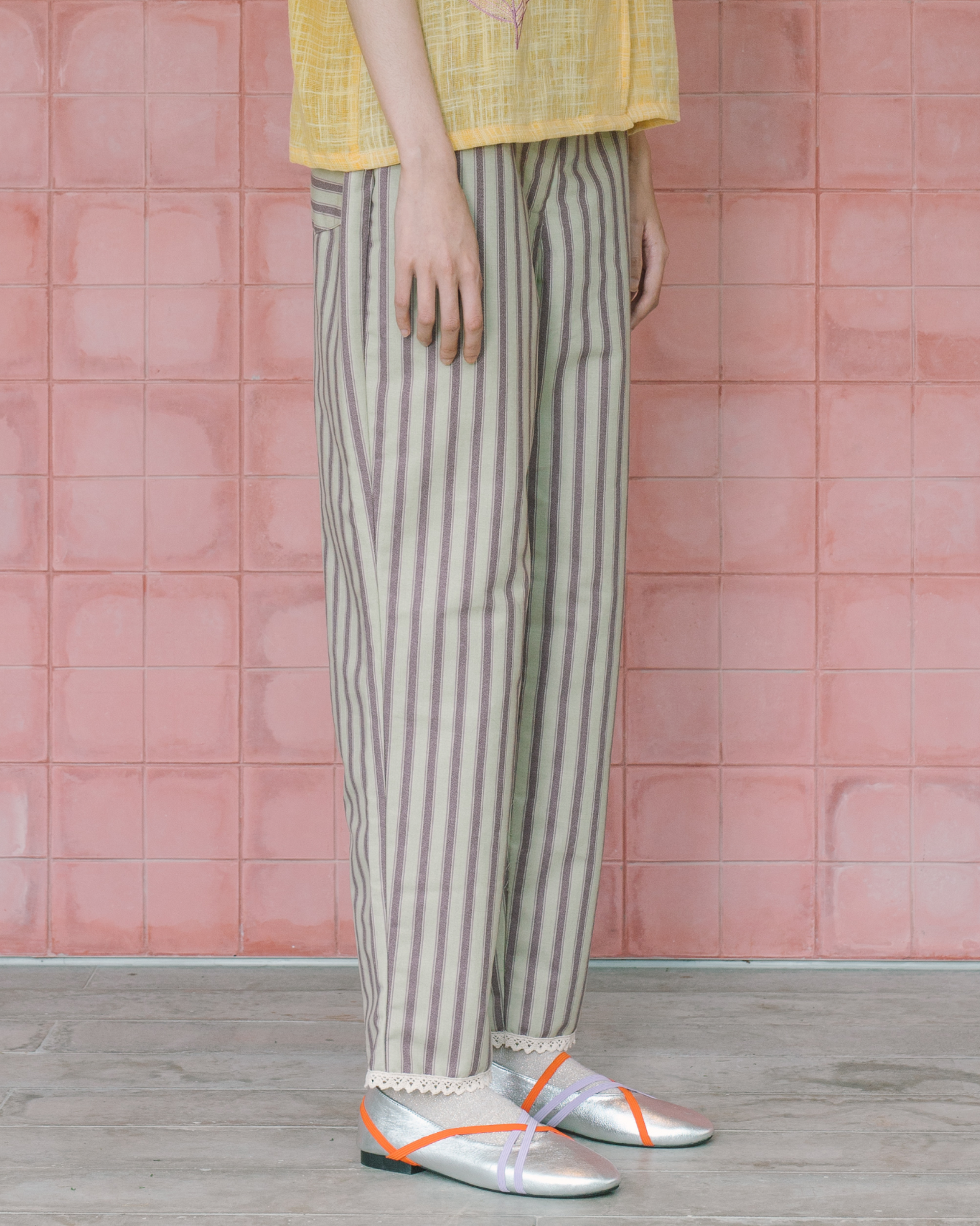 Image of Abbes Pants, a comfort pants made from cotton with a unique sripes color, making it playful yet versatile.