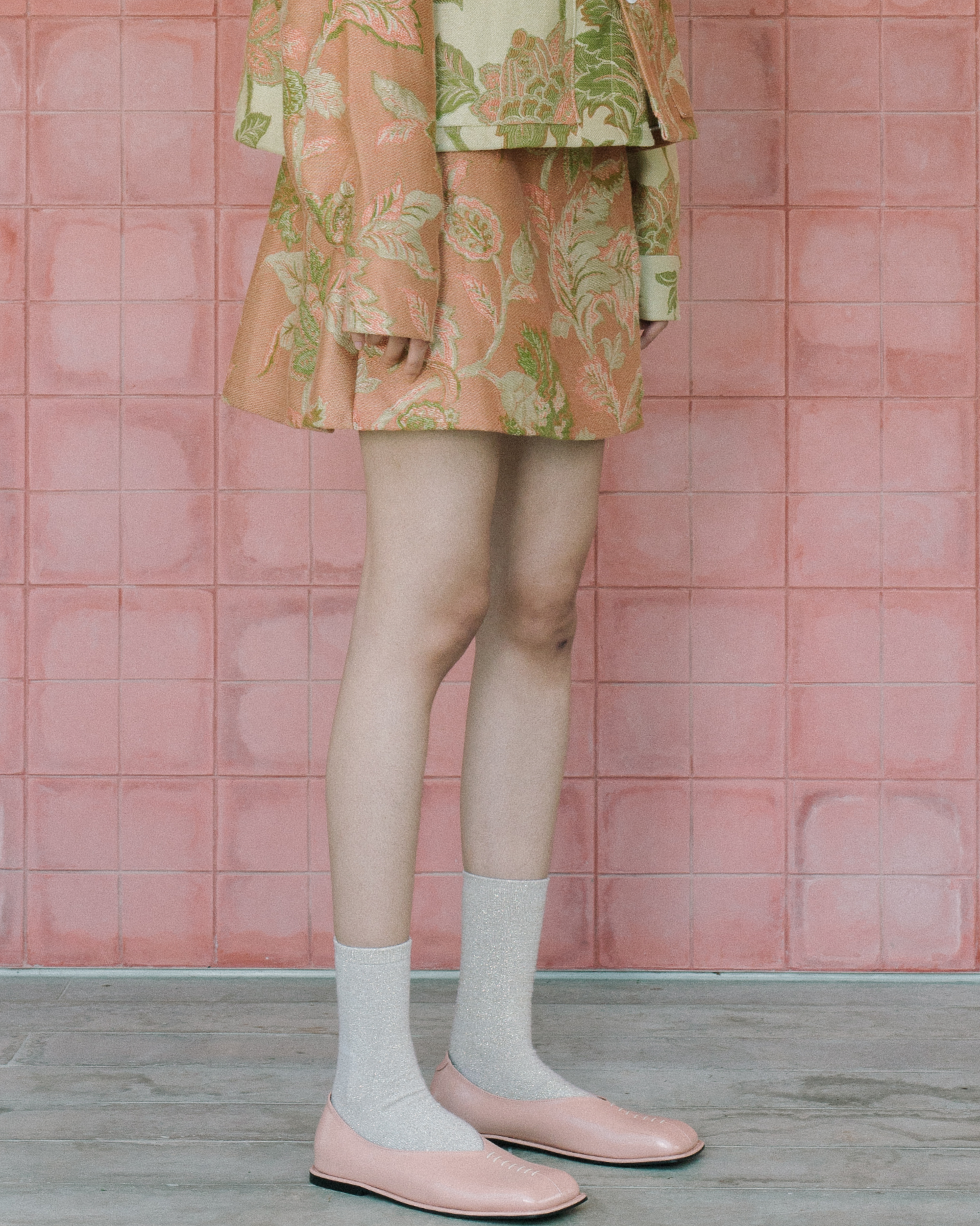 Image of Brigitta Mini Wrap Skirt, an eye-catching mini wrap skirt, made with vintage jacquard cotton fabric.