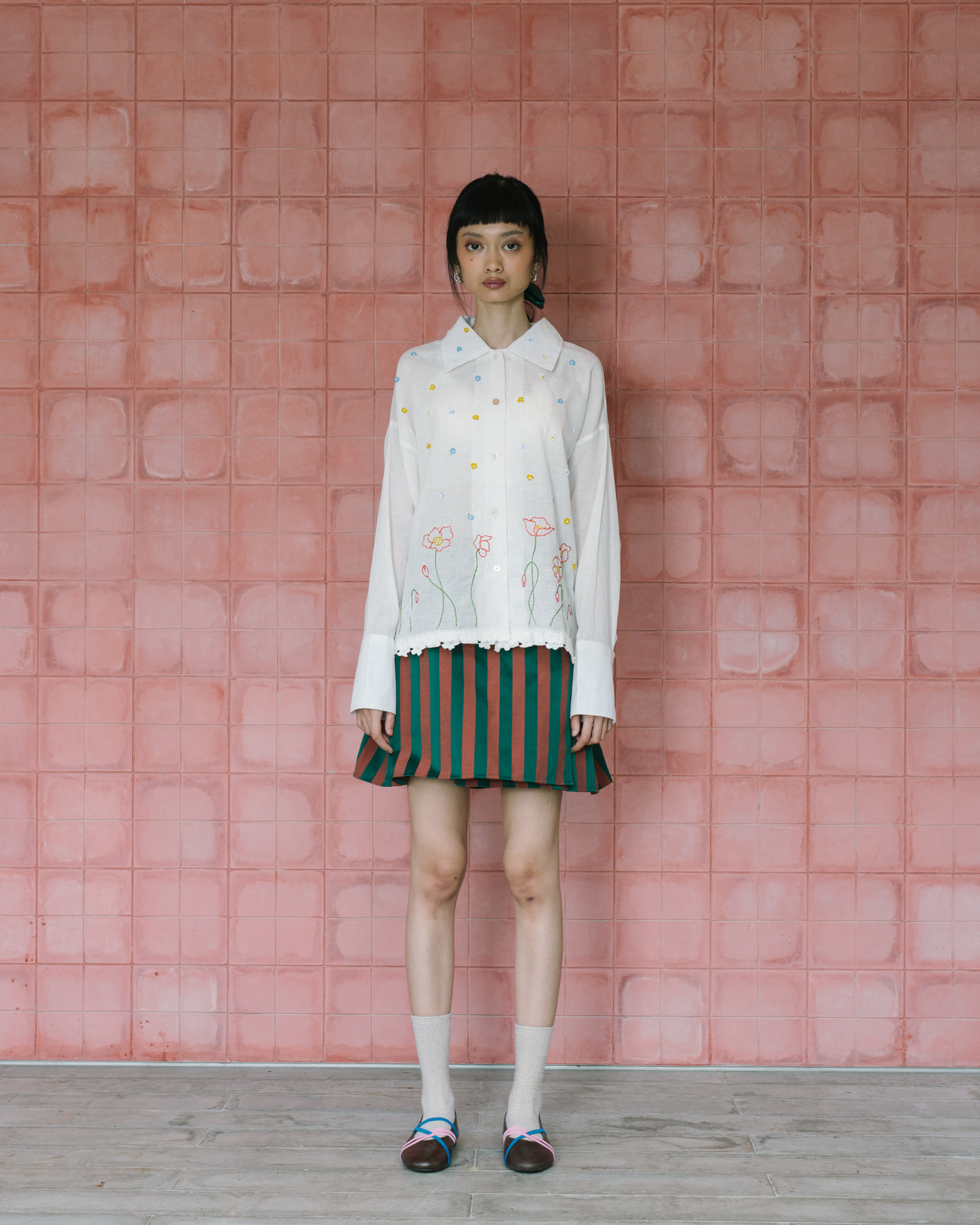 Image of Carrie Embroidery Longsleeve Shirt, crafted from embroidered deadstock linen