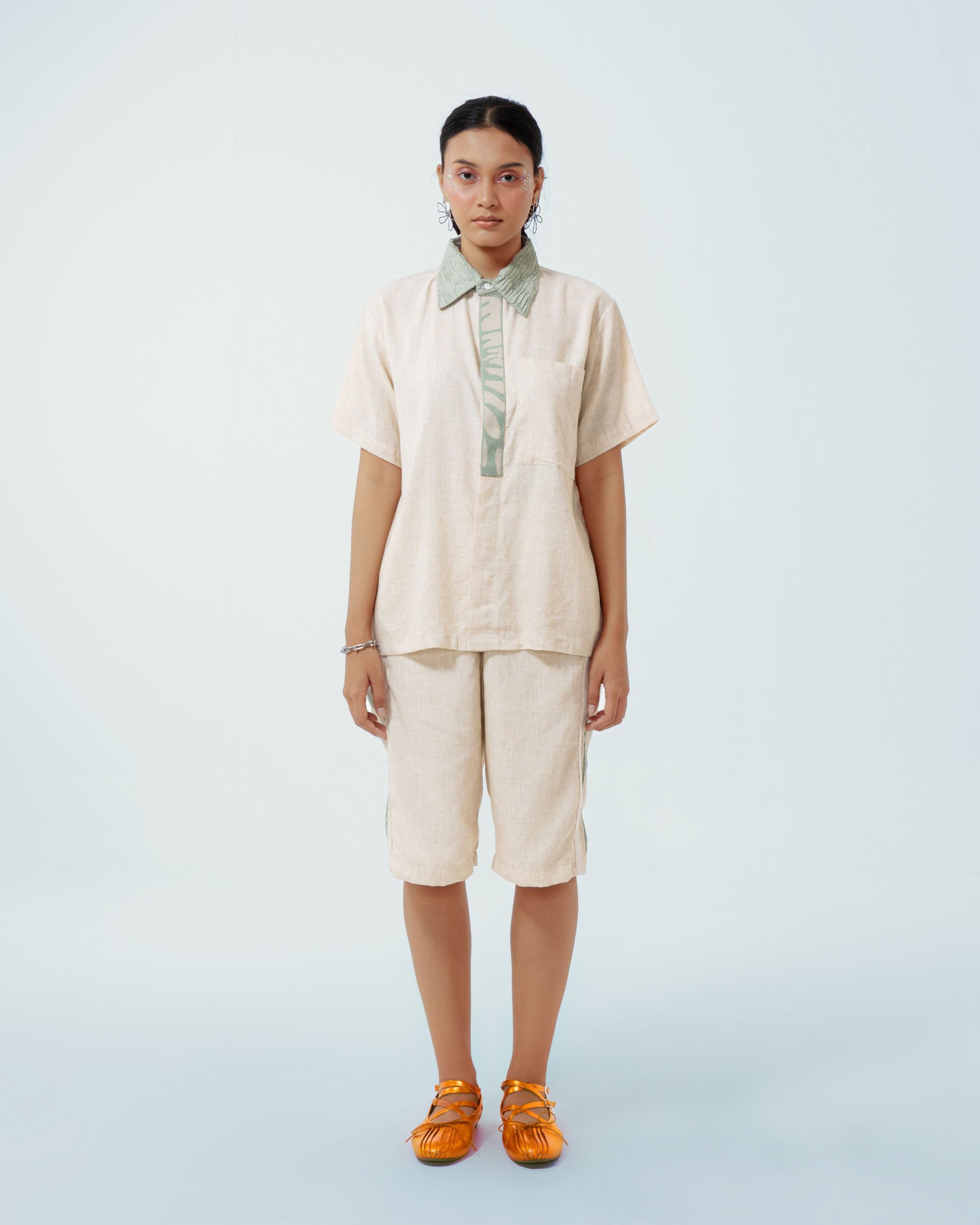 Image of Chico Shirt Creme, Crafted from a creme deadstock linen