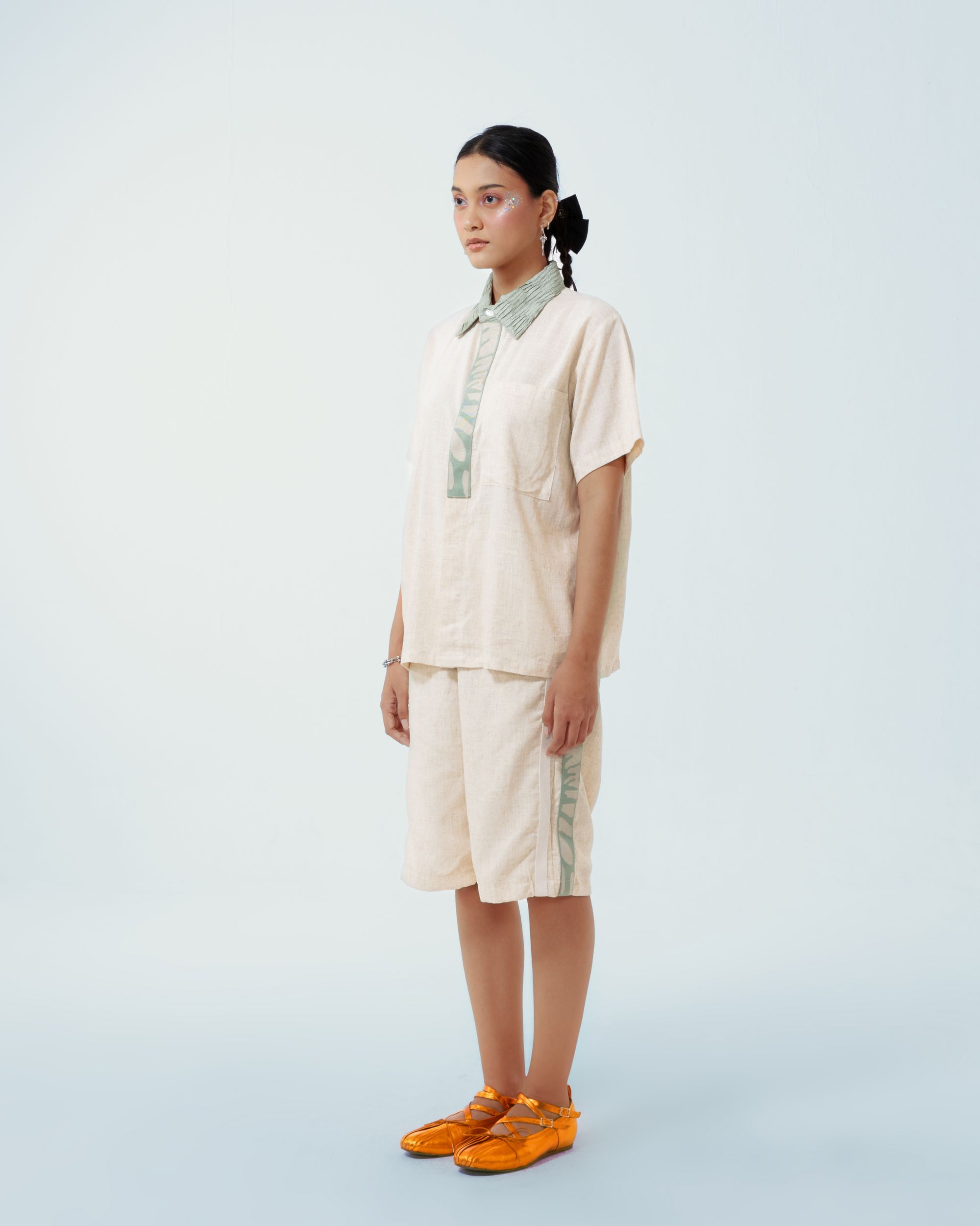 Image of Chico Shirt Creme, Crafted from a creme deadstock linen