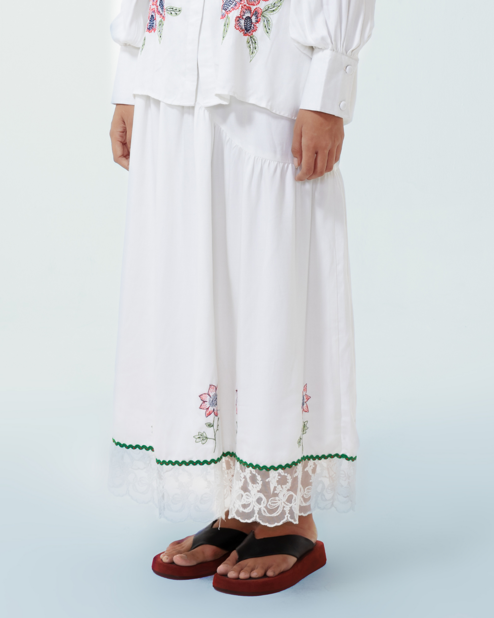 Image of Flor Maxi Skirt, a maxi flowy skirt made from a comfortable jersey cotton, perfect for everyday wear.