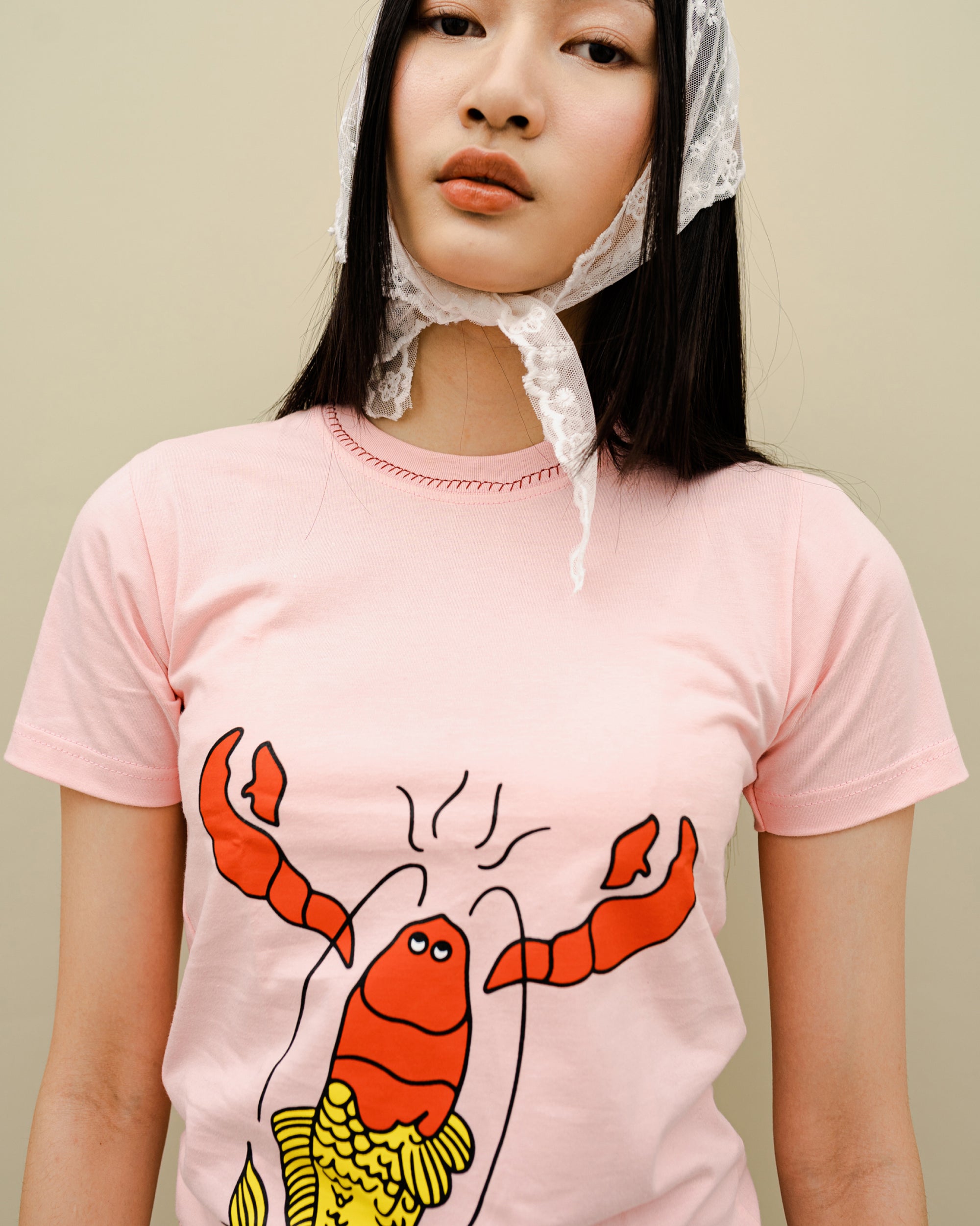 Image of Houbi Lobster Baby Tee, a baby tee with playful graphic and embroidery details.