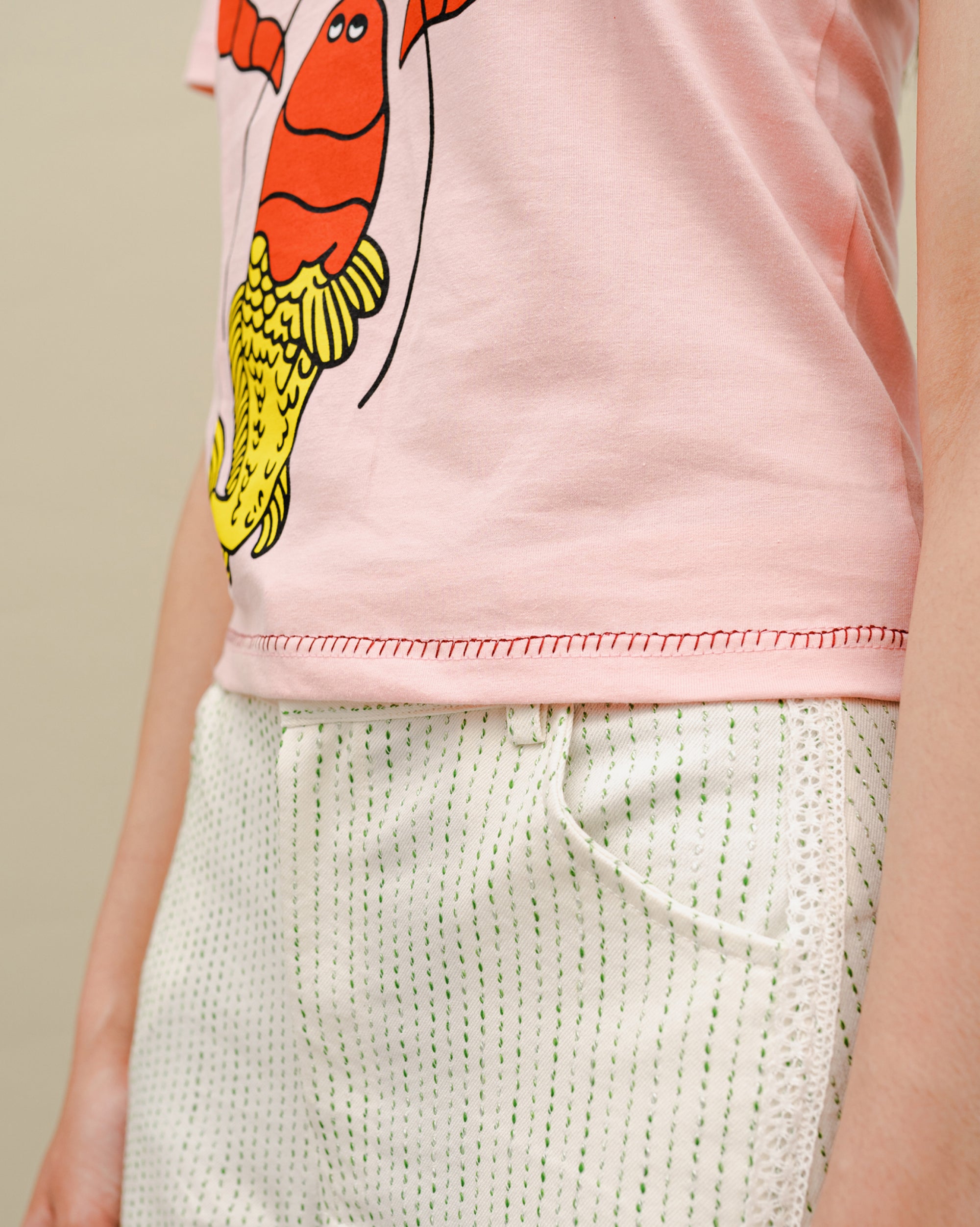 Image of Houbi Lobster Baby Tee, a baby tee with playful graphic and embroidery details.