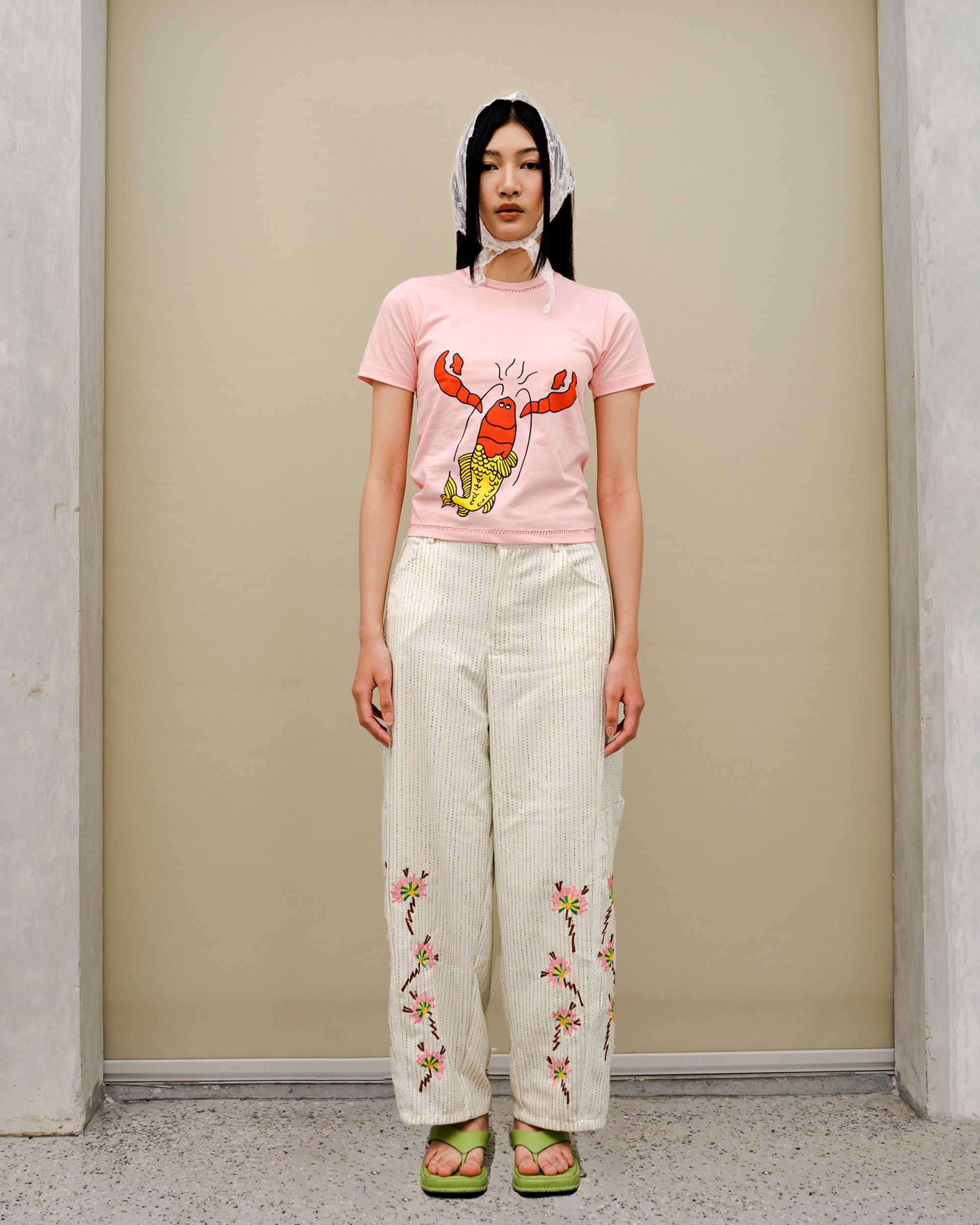 Image of Houbi Lobster Baby Tee, a baby tee with playful graphic and embroidery details.