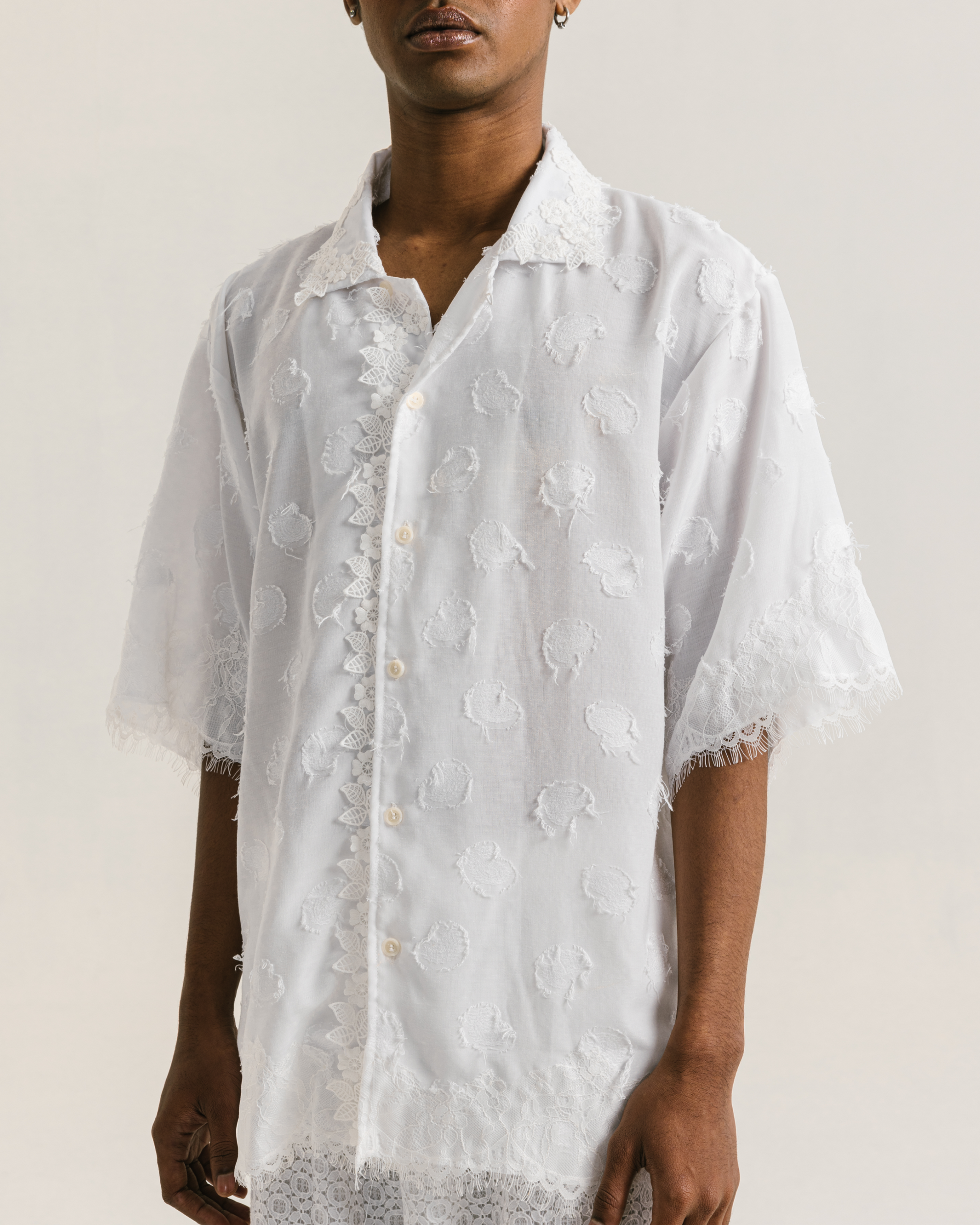 Image of Hugo Lace Boy Shirt, made from cotton with a subtle lace detailing.