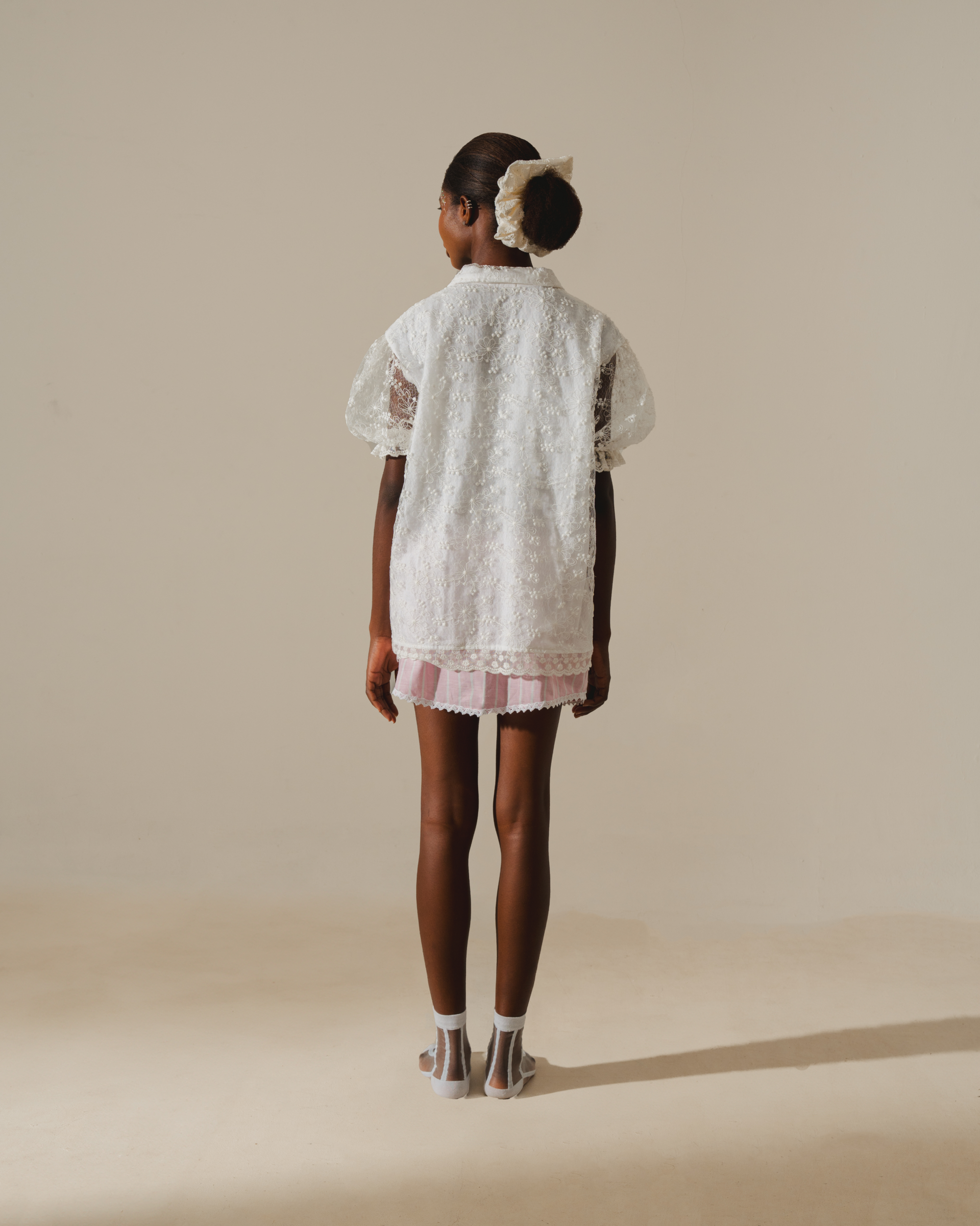 Image of Marin Lace Shirt, a lace shirt with balloon sleeves.