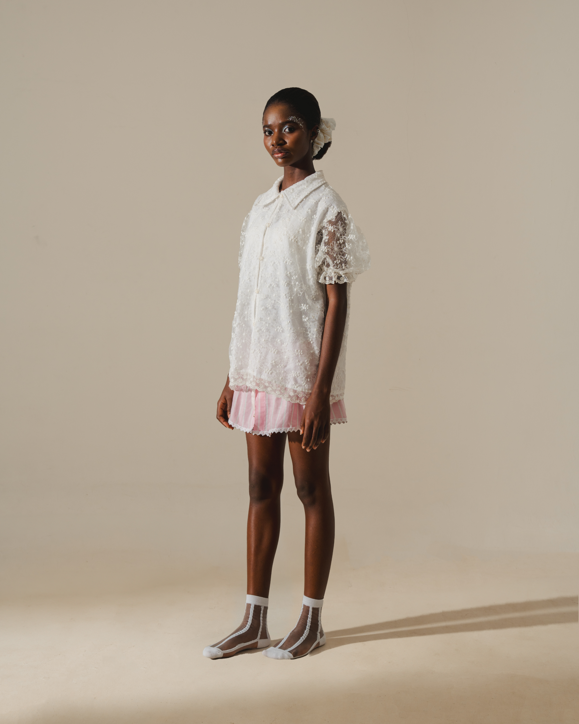 Image of Marin Lace Shirt, a lace shirt with balloon sleeves.