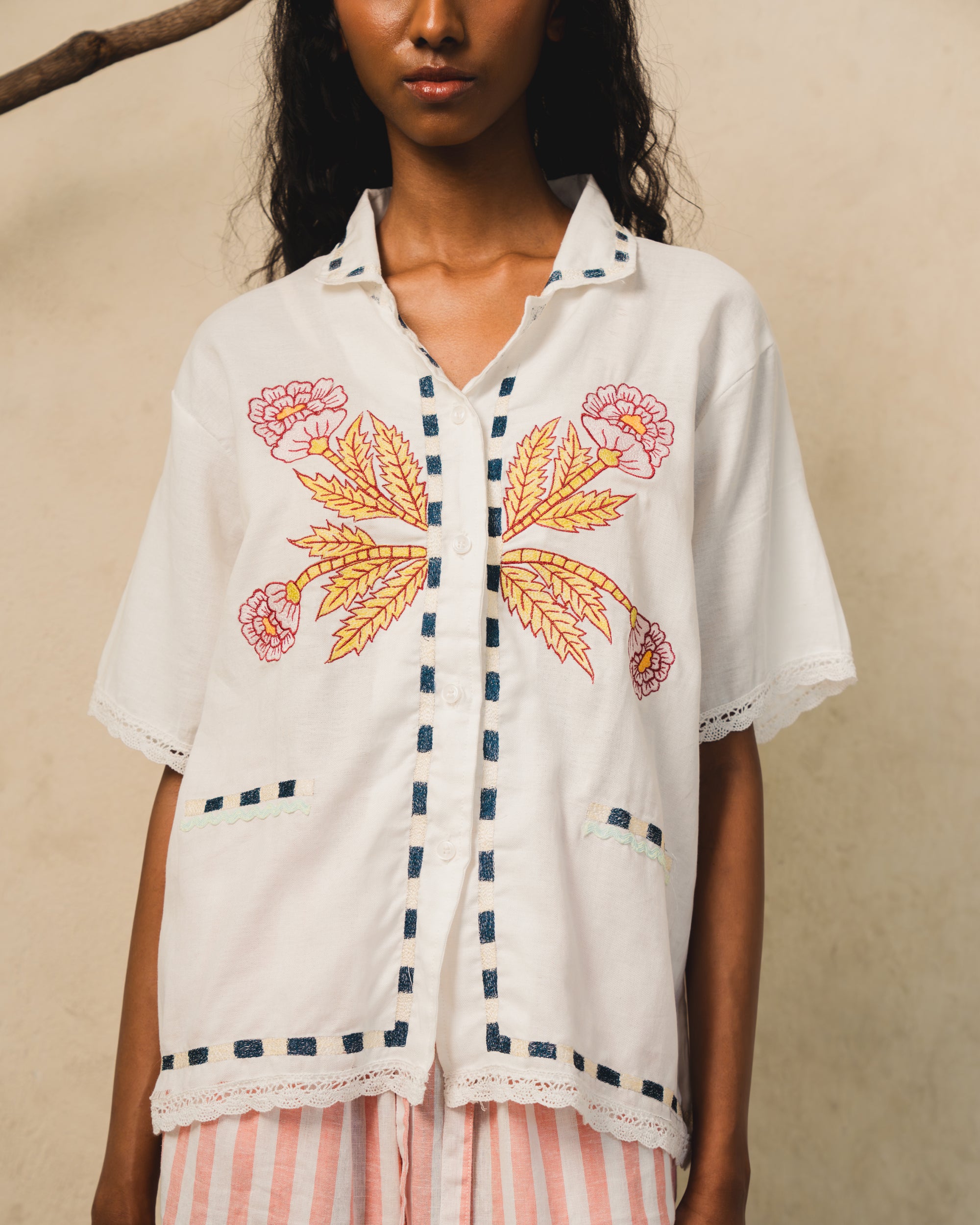 Image of Sofiya Embroidery Shirt, a relaxed shirt made from embroidered cotton.